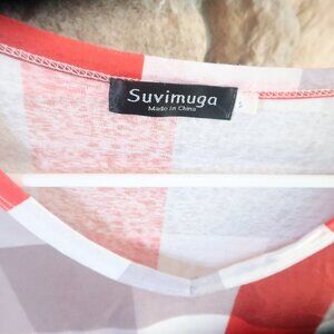 XL Red and white plaid Suvimuga blouse